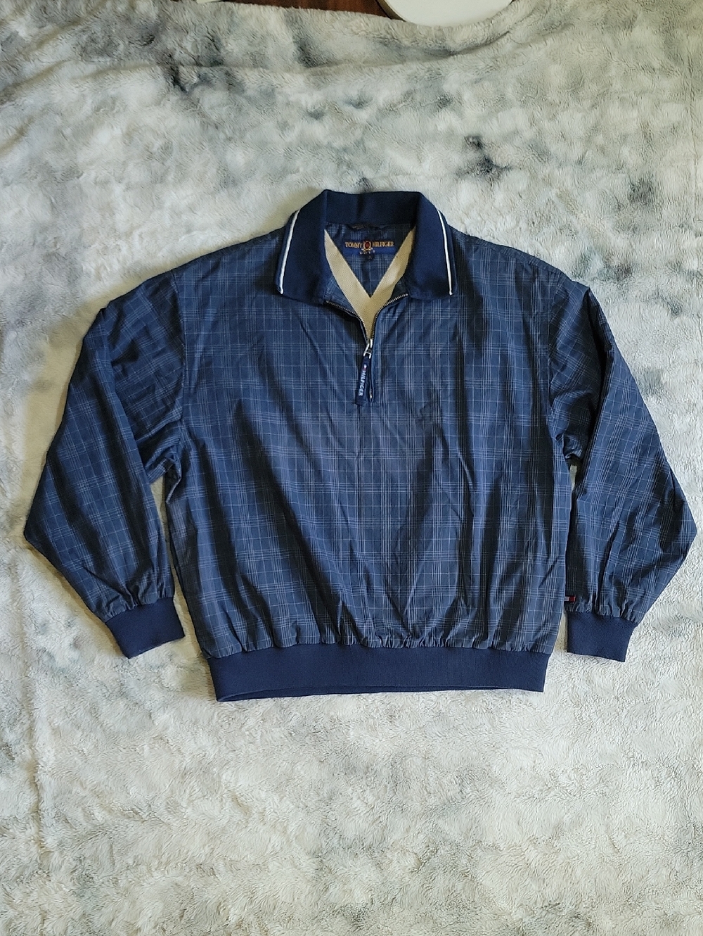 90s Vtg Tommy Hilfiger Golf Quarter Zip Plaid Windbreaker Preppy Gorpcore Men L